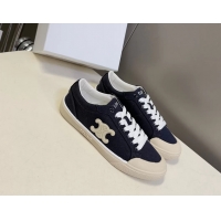 Original Cheap Celine Alan Triomphe Canvas Sneakers 6051108 Navy Blue