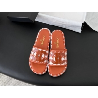 Low Price Chanel CC Logo Tweed Raffia Flat Slides Sandals Shoes 6051109 Orange White