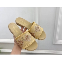Good Quality Chanel CC Beige Woven Raffia Flat Slides Sandals Shoes 6051304