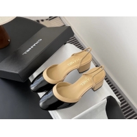 Best Product Chanel Black Beige Patent Leather Slingback Pumps 6051402
