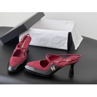Purchase Chanel CC Logo Black Patent Leather and Red Suede High Heeled Mules 6051404