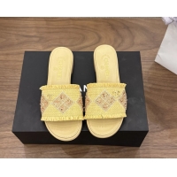 Unique Chanel CC Crochet Flat Slides Sandals Beige 6051603