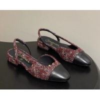 Durable Chanel Red Tweed Slingback Flats 6051605