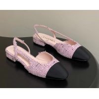 Discount Chanel Pink Tweed Slingback Flats 6051606