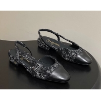 Shop Cheap Chanel Black Tweed Slingback Flats 6051609