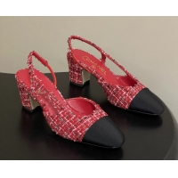 Buy Discount Chanel Red Tweed Slingback Pumps 6051608