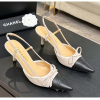 Top Grade Chanel CC Logo Bowknot Beige Suede Leather Slingback Pumps 6051702