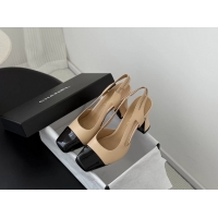 Good Looking Chanel Slingback Pumps Beige Calfskin Leather 6051703