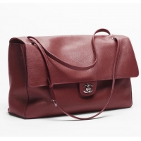 Super Quality Chanel Maxi Flap Bag Grained Calfskin AS6233 Dark Burgundy/Silver