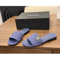 Fashion Chanel CC Logo Purple Fabric Flats Slides Sandals 6051801