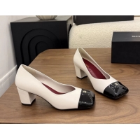 Buy Discount Chanel CC Cream Calfskin Leather Pumps 65MM 6051908