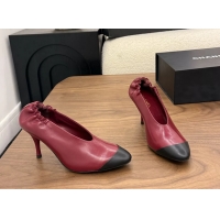 Cheapest Chanel Red Black Calfskin Leather Pumps Shoes 6052002