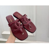 Unique Discount Chanel Large CC Logo Red Leather Flat Thong Sandals 6052106 