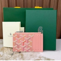 Top Quality Goyard Bourbon Zipped Card holder Wallet GY3321 Multicolored Powder Pink 2025