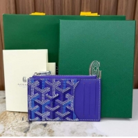 Most Popular Goyard Bourbon Zipped Card holder Wallet GY3321 Multicolored Blueberry Purple 2025