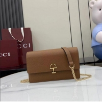 Luxury Cheap Gucci Softbit Continental Leather Wallet On Chain 837373 Brown