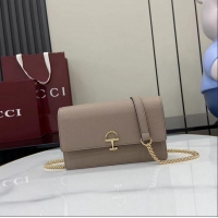 New Cheap Gucci Softbit Continental Leather Wallet On Chain 837373 Dusty Pink