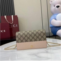 Famous Brand Gucci Bi-colour GG Marmont Wallet On Chain ‎497985 Variation Pink Leather