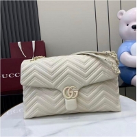 Best Product Gucci GG Marmont Large Leather Shoulder Bag 850659 White 2026