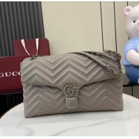 Top Quality Gucci GG Marmont Large Leather Shoulder Bag 850659 Grey 2026