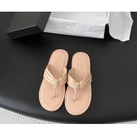 AAAAA Chanel CC Logo Light Pink Leather Flat Thong Sandals 6052403