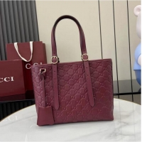 Promotional Gucci GG Emblem Medium Tote Bag 847456 Burgundy 2026