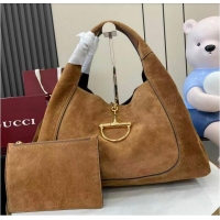 Grade Quality Gucci Softbit Suede Maxi Shoulder Bag with Oversized Half Horsebit 837466 Brown 2026