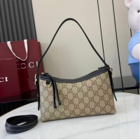New Cheap Gucci GG Emblem Canvas Small Shoulder Bag 847450 Beige/Black 2026