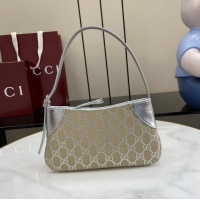 New Design Gucci GG Canvas Emblem Mini Shoulder bag 820696 Beige/Silver 2026