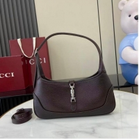 Low Price Gucci Jackie Slim Medium Shoulder Bag In Grainy Leather 863137 Dark Brown 2026