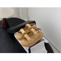 Cheap Price Chanel CC Logo Dad Flat Sandal Beige Calfskin Leather 6052502