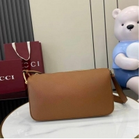 Best Quality Gucci Half Horsebit Medium Shoulder Bag In Leather 860787 Brown 2026