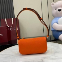 Well Crafted Gucci Half Horsebit mini shoulder bag in Grainy Leather 860784 Orange 2026