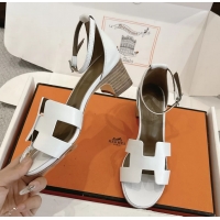 Buy Fashionable Hermes Encens White Calfskin Leather High Heeled Sandals 50MM 6052604