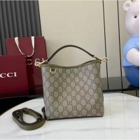 Inexpensive Gucci GG Canvas Emblem Small Bucket Bag 815118 Forest Green 2026