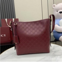 Well Crafted Gucci GG Leather Emblem Small Shoulder Bag 848881 Burgundy 2026