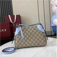 Best Cheap Gucci GG Canvas Emblem Small Shoulder bag 815218 Light Blue 2026