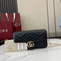 Low Price Gucci GG Marmont Leather Mini Bag 751526 Black/White 2026