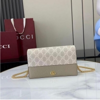 Grade Design Gucci Bi-colour GG Marmont Wallet On Chain ‎497985 Grey Leather