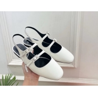 Trendy Design Hermes Mila Slingback Flats White Calfskin Leather 6052704
