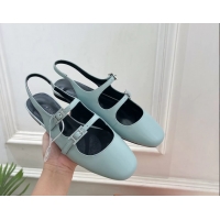 Buy Fashionable Hermes Mila Slingback Flats Light Blue Calfskin Leather 6052704
