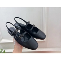 Unique Ladies Hermes Mila Slingback Flats Black Calfskin Leather 6052704