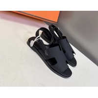 Crafted Hermes Maya Ankle Strap Sandals Black Suede Goatskin Leather 6052802