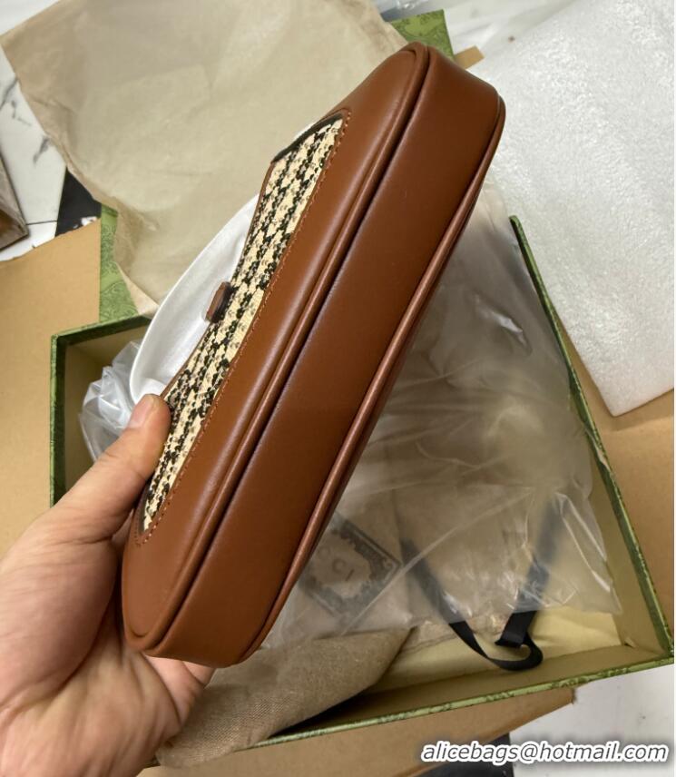 Gucci Jackie 1961 mini crystal GG lizard hobo bag 637091 Brown