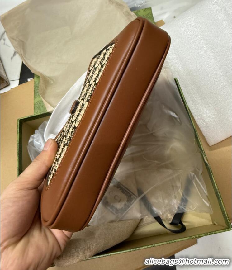 Gucci Jackie 1961 mini crystal GG lizard hobo bag 637091 Brown