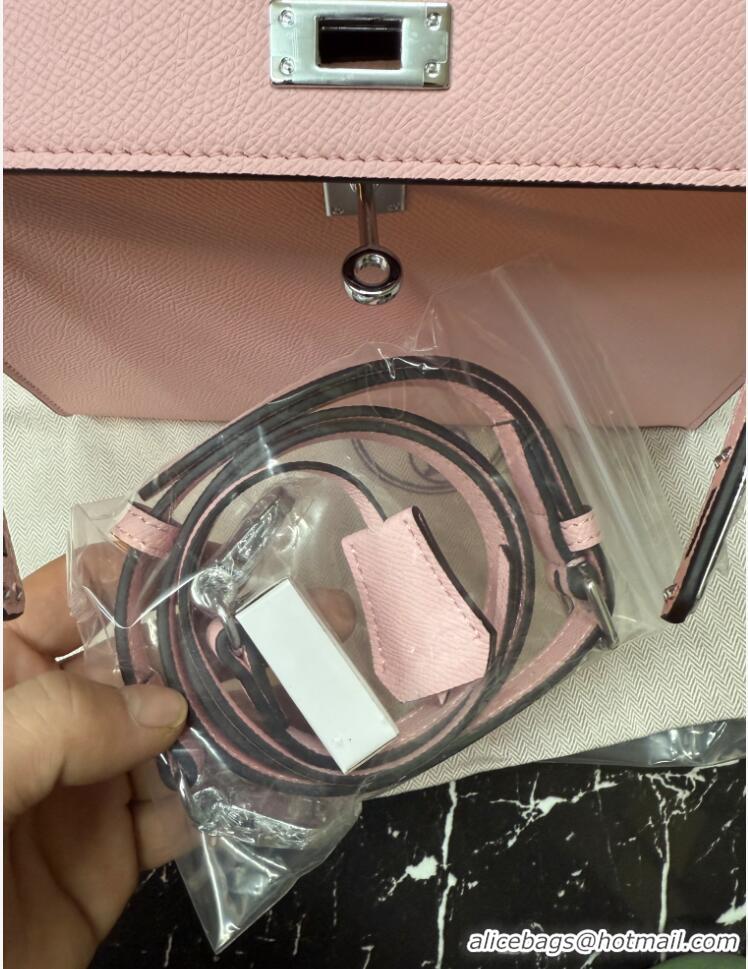 Luxury Cheap Hermes Epsom Kelly Bag 25cm/28cm in Calfskin Leather H25 3Q Pink/Silver 2023