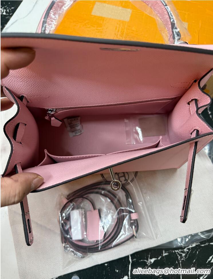 Luxury Cheap Hermes Epsom Kelly Bag 25cm/28cm in Calfskin Leather H25 3Q Pink/Silver 2023
