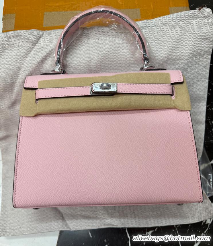 Luxury Cheap Hermes Epsom Kelly Bag 25cm/28cm in Calfskin Leather H25 3Q Pink/Silver 2023