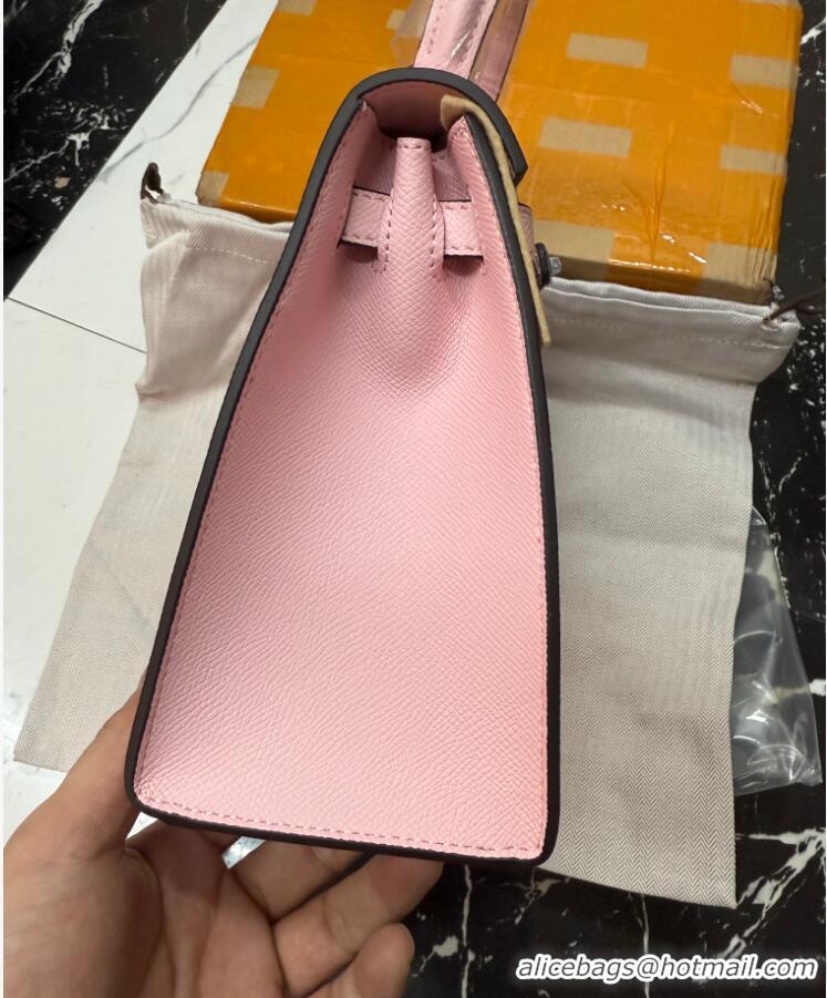 Luxury Cheap Hermes Epsom Kelly Bag 25cm/28cm in Calfskin Leather H25 3Q Pink/Silver 2023