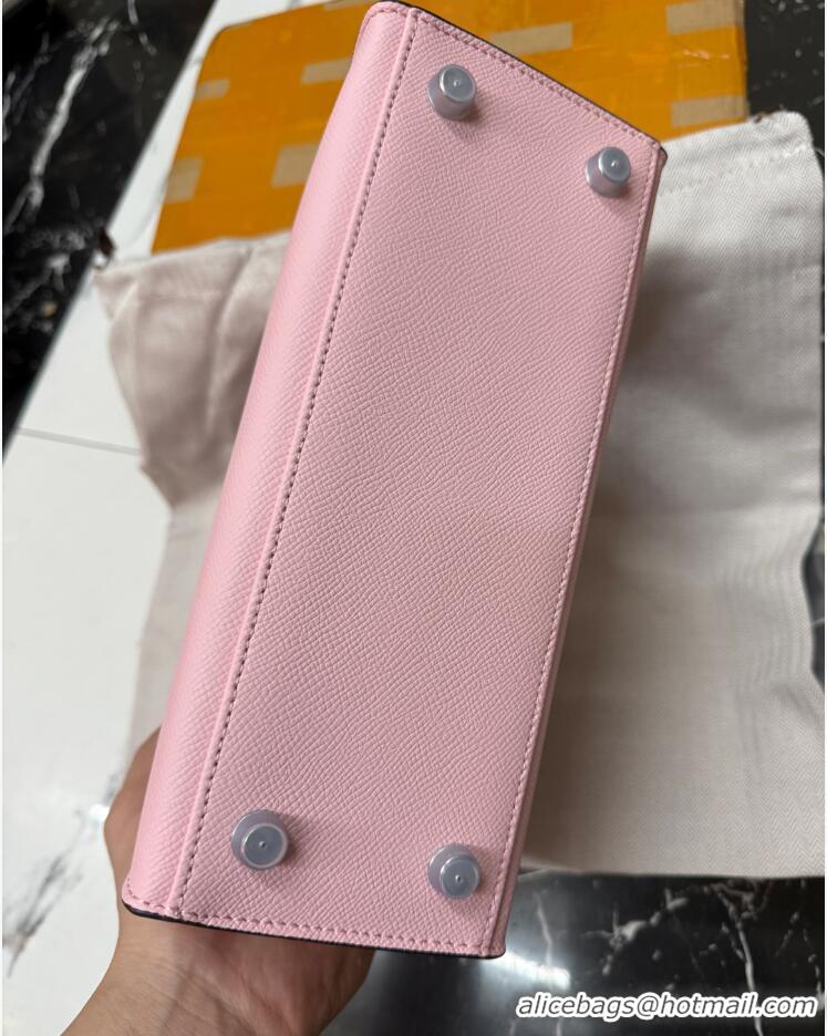 Luxury Cheap Hermes Epsom Kelly Bag 25cm/28cm in Calfskin Leather H25 3Q Pink/Silver 2023